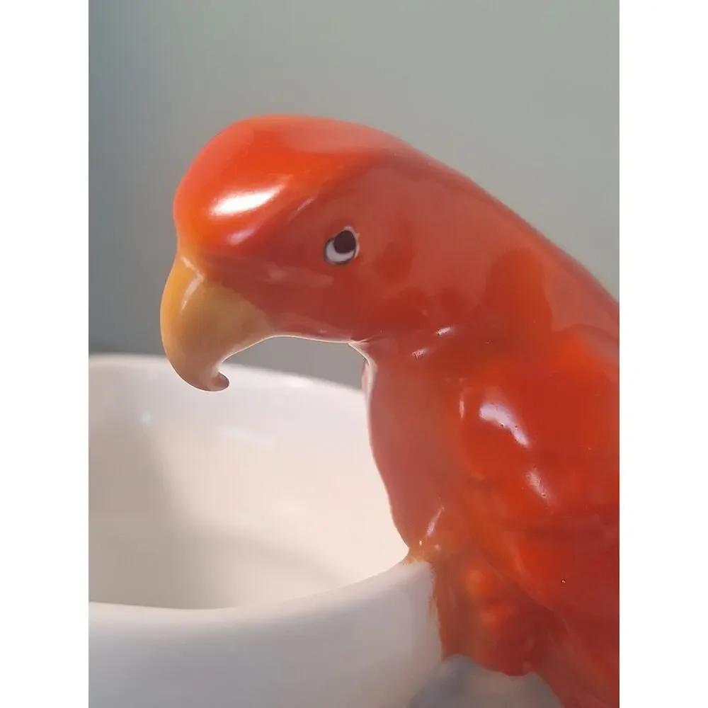 Royal Bayreuth Bavaria Red Parrot Handle Pitcher Creamer Figural Bird Germany